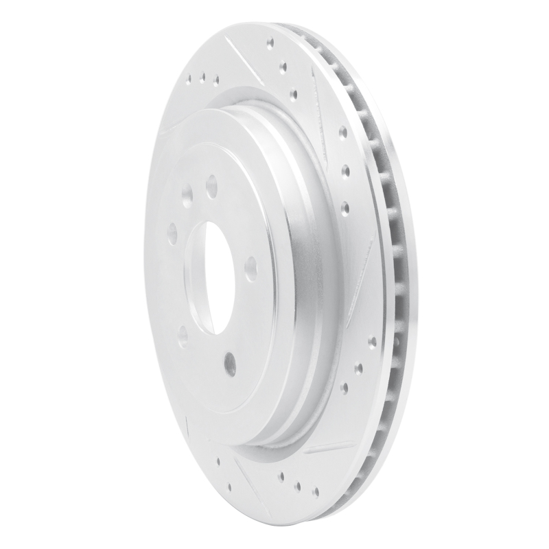 Cadillac ATS Brake Rotor (1) - Rear Right - R1 Concepts - Drilled & Slotted - Silver - `13-`19